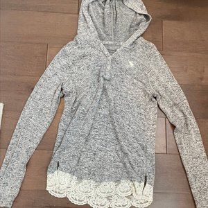 Abercrombie kids gray hoodie with lace